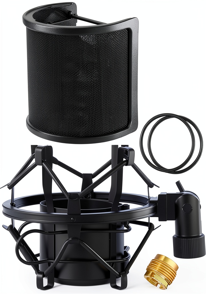 Installing AudioGear Microphone Shock Mount Black Metal on a wooden desk