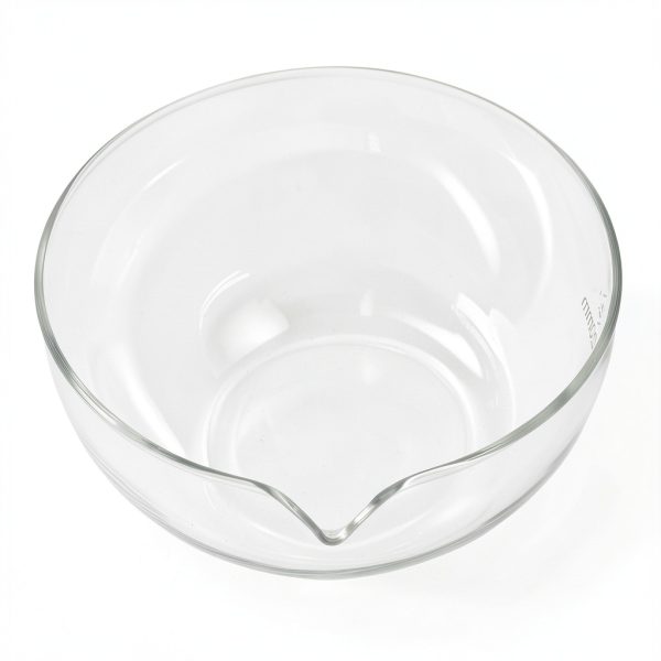 VOSAREA Flat Bottom Glass Evaporating Dish with Spout Round Laboratory Evaporating Basin 500ml Capacity for Chemistry Experiments and Heating-0