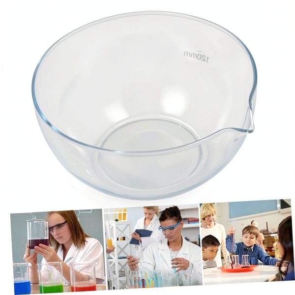 VOSAREA Flat Bottom Glass Evaporating Dish with Spout Round Laboratory Evaporating Basin 500ml Capacity for Chemistry Experiments and Heating-6